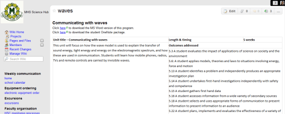 a screenshot of our faculty's wiki