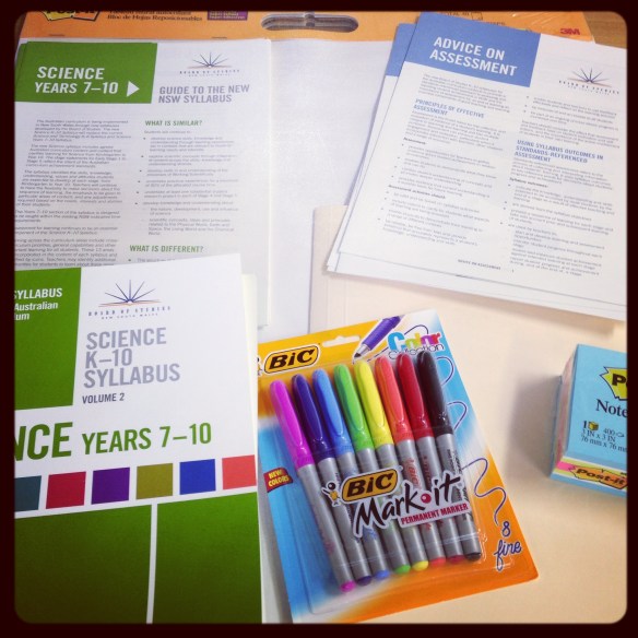 A photo of resources for designing learning for new syllabus