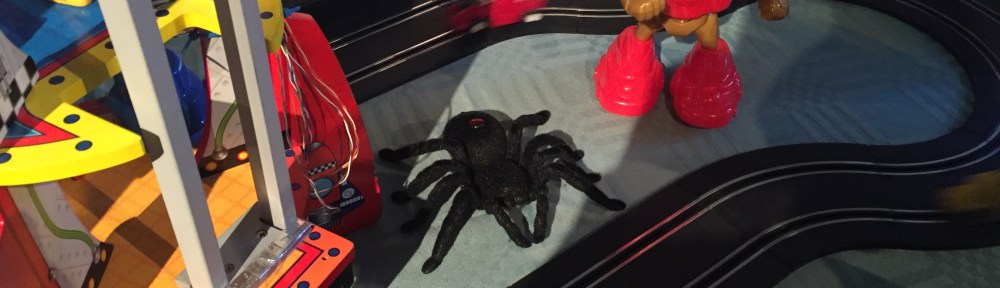 makerspace display showing robot and race track