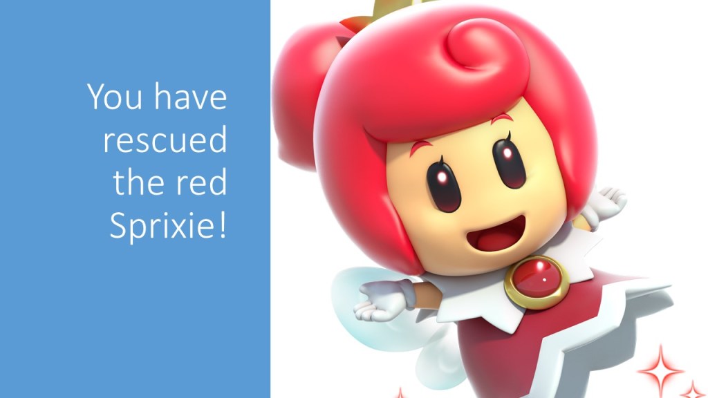 Image showing a red Sprixie being rescued.