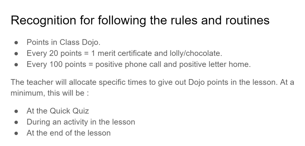 System for recognising positive behaviours